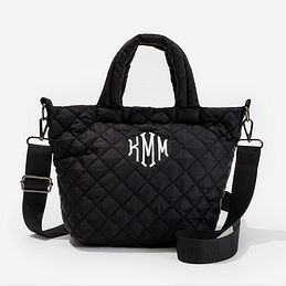 Monogrammed Diamond Quilted Crossbody in Black