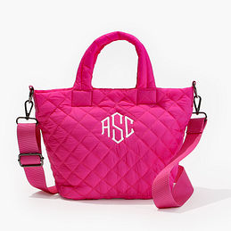 Monogrammed Diamond Quilted Crossbody in Hot Pink