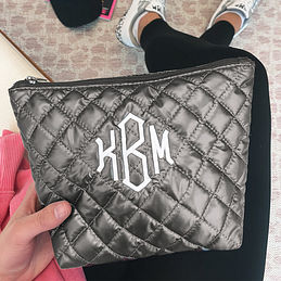 Monogrammed Quilted Cosmetic Case - Marleylilly