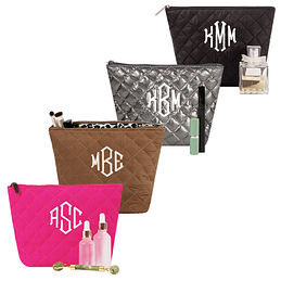 Monogrammed Diamond Quilted Cosmetic Case