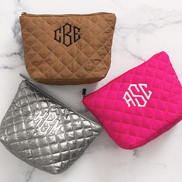 Monogrammed Quilted Cosmetic Case - Marleylilly