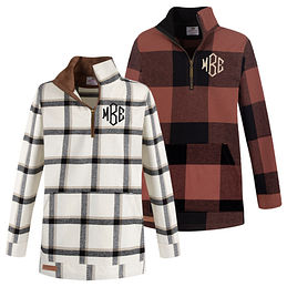 Marleylilly Monogrammed Plaid Hem Sweatshirt