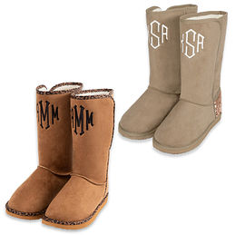 Monogrammed Sherpa Tie Booties