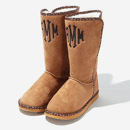 Monogrammed Sherpa Booties in Hickory - New