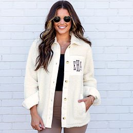 ivory sherpa shacket front view