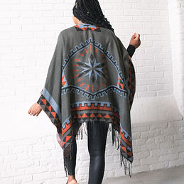 Ladies Aztec Fringe Poncho Marleylilly