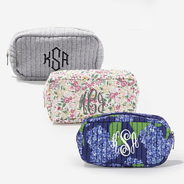 Monogrammed Quilted Cosmetic Bags