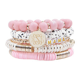 monogrammed mama bracelet stack