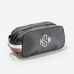 Monogrammed Classic Cosmetic Case in Charcoal