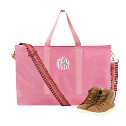 Victoria’s Secret Weekender Tote Bag Duffle Gym Travel Bag In Pink Striped  New!