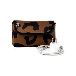 neoprene travel pouch in hickory leopard