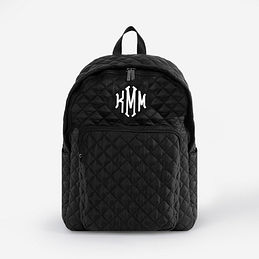 Monogrammed Quilted Laptop Backpack in Black