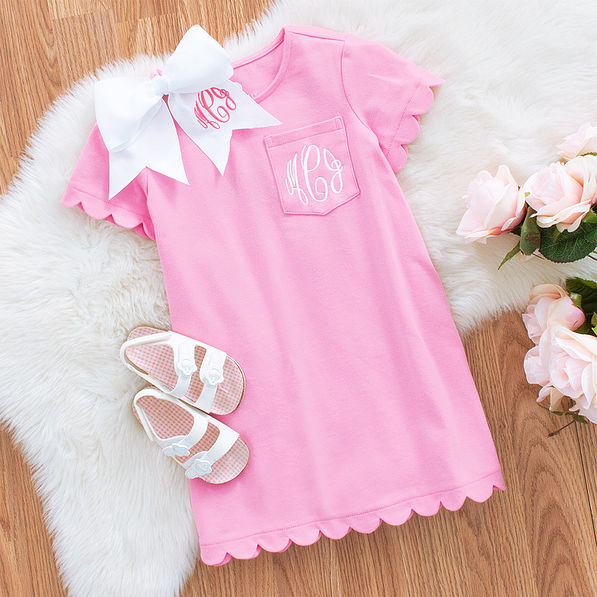 monogrammed girls carnation scallop dress outfit