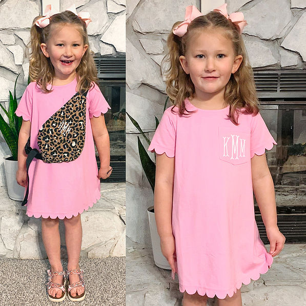 Marleylilly Kids | Personalized Pink Scallop Dress