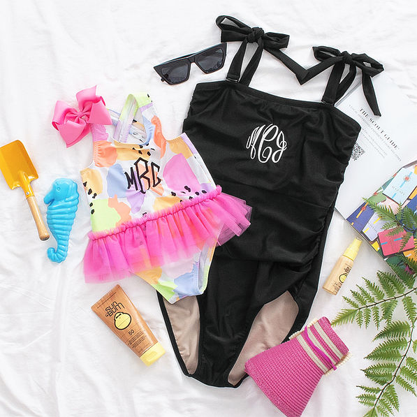 Monogrammed Toddler Tutu Bathing Suit