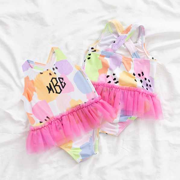 Monogrammed Toddler Tutu Bathing Suit