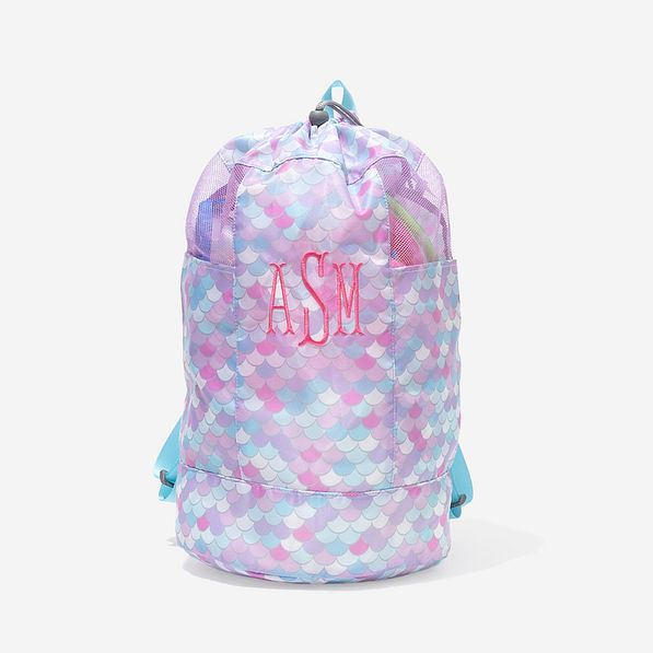 Monogrammed Kids Beach Backpack Bag in Mermaid