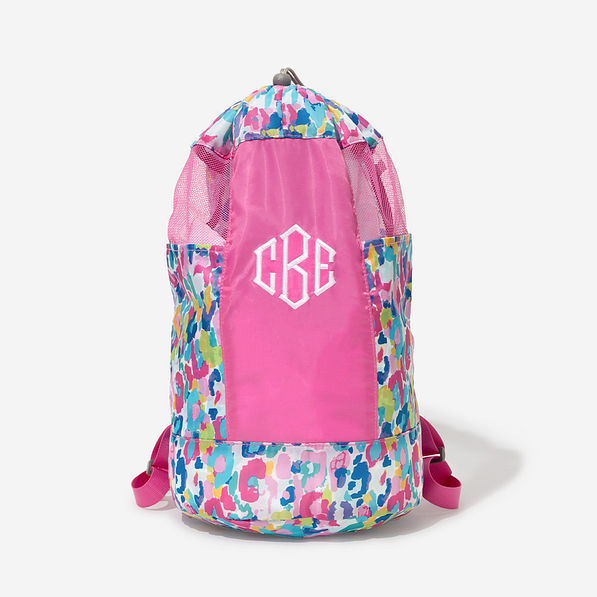Monogrammed Kids Beach Backpack Bag in Watercolor Cheetah