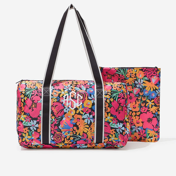 monogrammed kids activity bag in flower fields