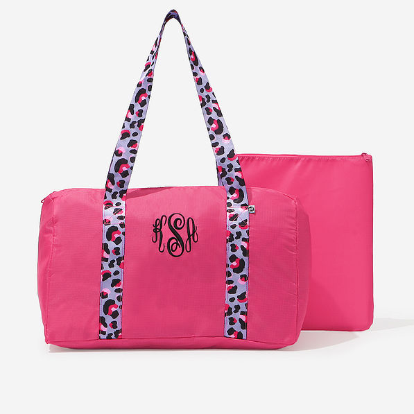 monogrammed kids activity bag in hot pink