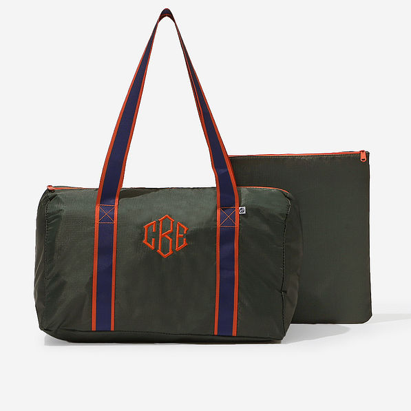 monogrammed kids activity bag in hunter green