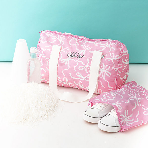 pink bows kids activity bag studio shot