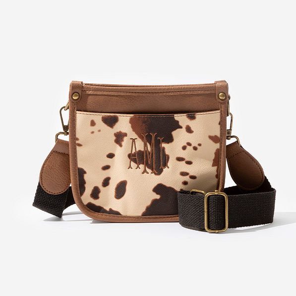 Monogrammed Kids Saddlebag in Cowhide