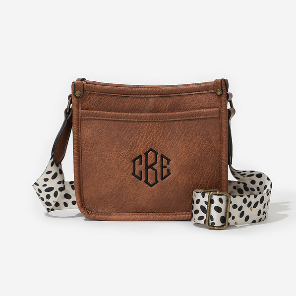Monogrammed Kids Saddlebag in White Leopard