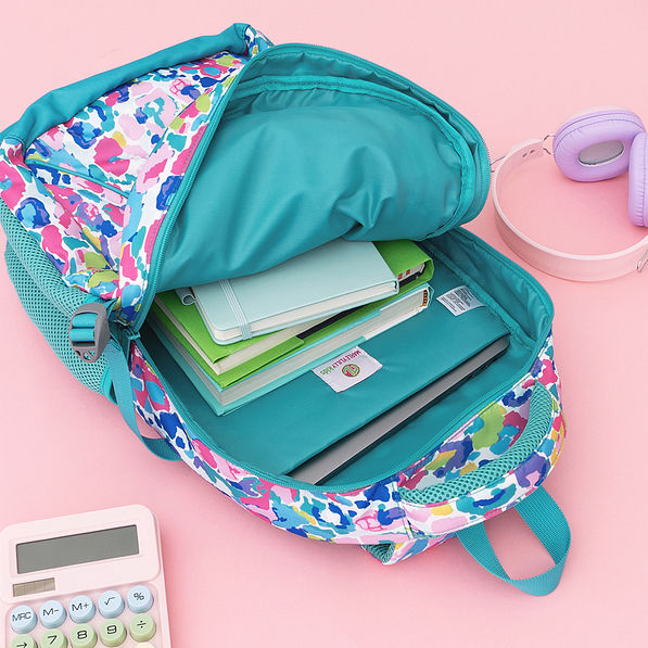 inside of watercolor cheetah backpack