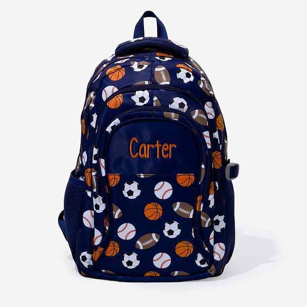 monogrammed backpack in sports ball