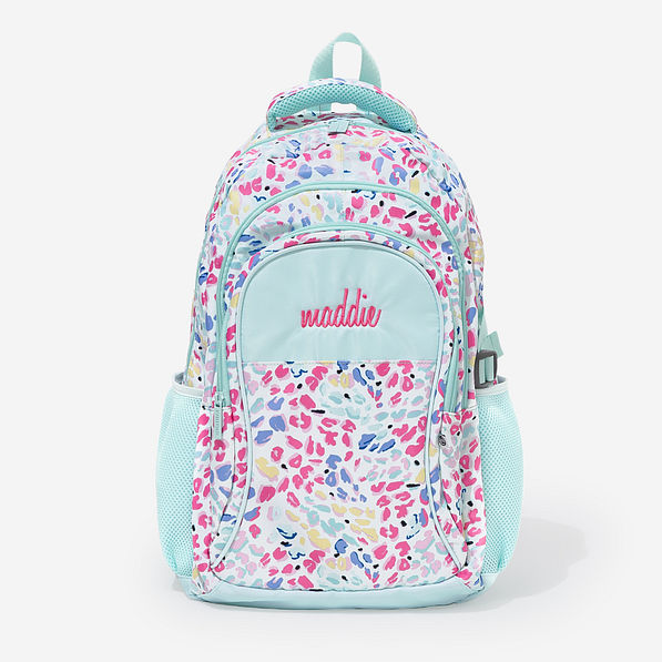 monogrammed backpack in wild confetti