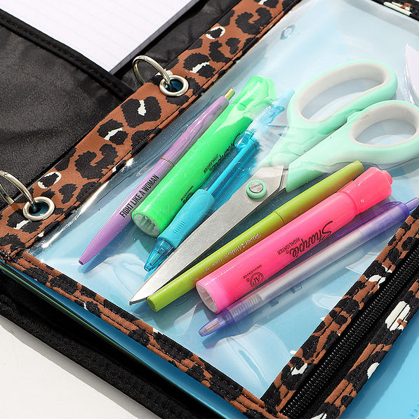 monogrammed binder pouch detail