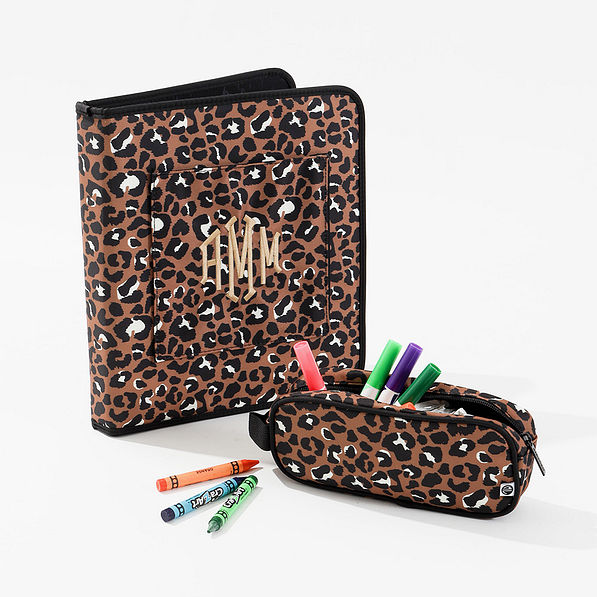 monogrammed school binder and pencil case