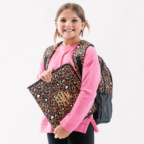 girls monogrammed cheetah binder