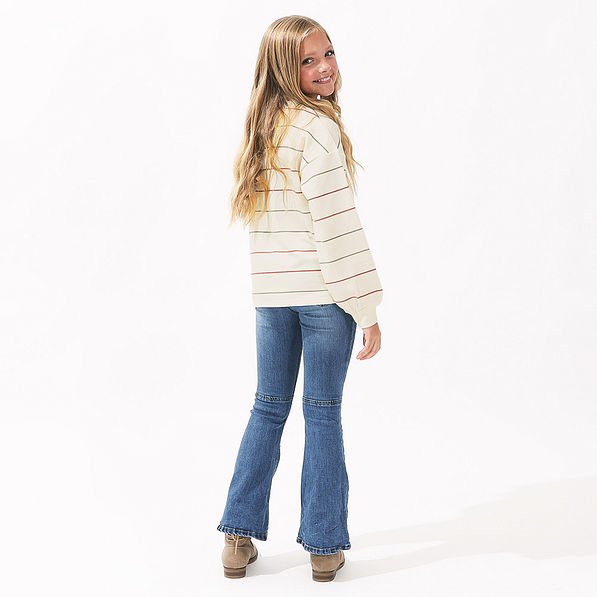 back of autumn stripes sleeve sweatshirt