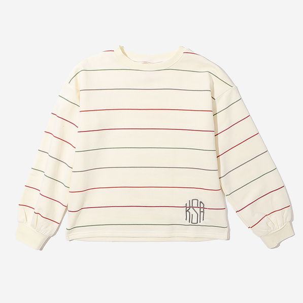 Monogrammed Kids Puff Sleeve Sweatshirt in Autumn Stripes