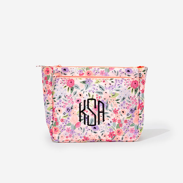 Monogrammed Kids Essentials Pouch in Coral Floral