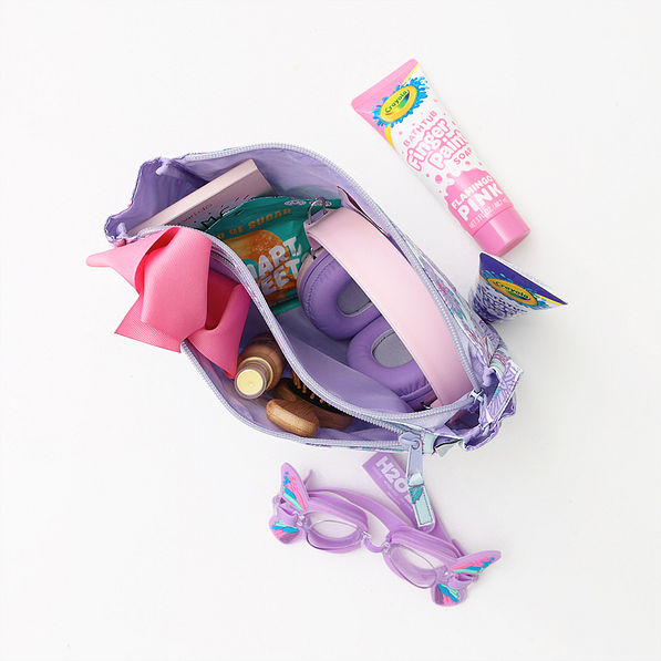 lavender paisley kids essentials bag inside shot
