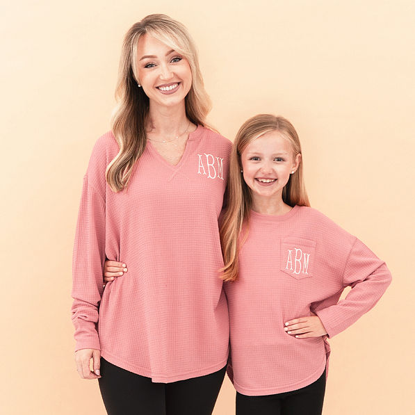 dusty rose kids waffle shirt mom and me