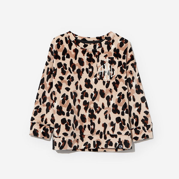 Monogrammed Kids Softspun Sweatshirt in Classic Cheetah