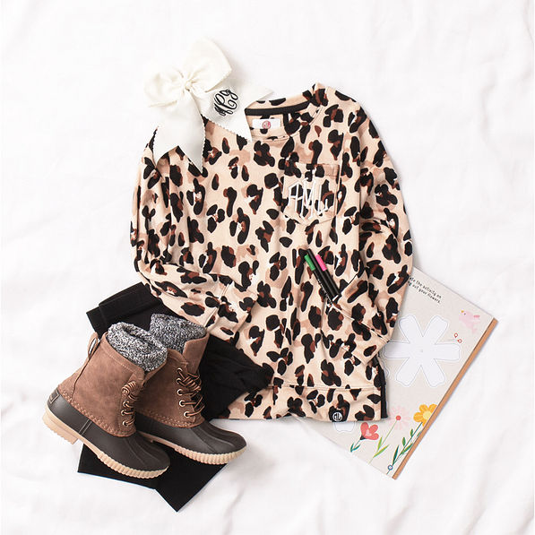 classic cheetah kids softspun sweatshirt flatlay