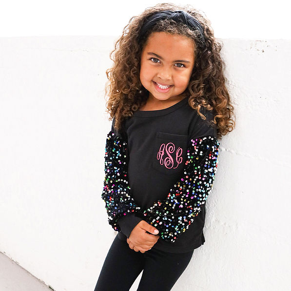 kids sequin sweatshirt on aubri