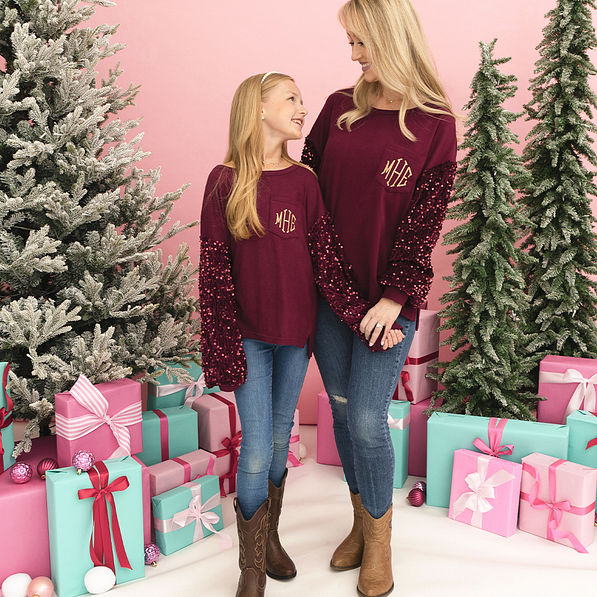 mom and me sequin sweatshirts