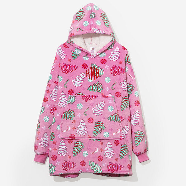 monogrammed blanket hoodie in fun and frosted