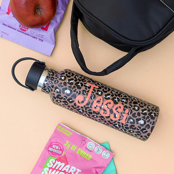 Monogrammed Kids Cheetah Water Bottle with name