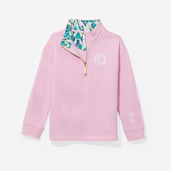 monogrammed kids faith pullover in bermuda ikat