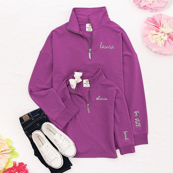 mom and me orchid personalized faith pullovers