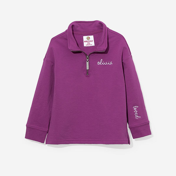 monogrammed kids faith pullover in orchid