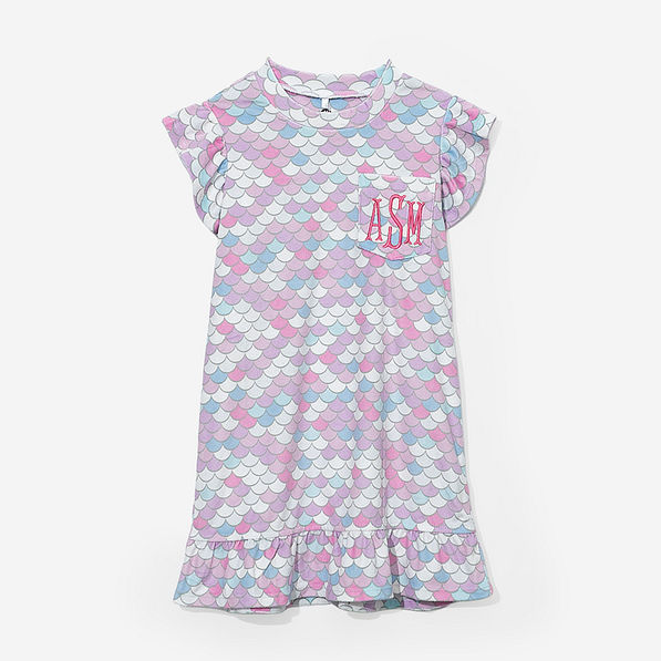 monogrammed girls nightgown in mermaid