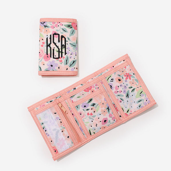 Personalized Kids Wallet in Coral Floral